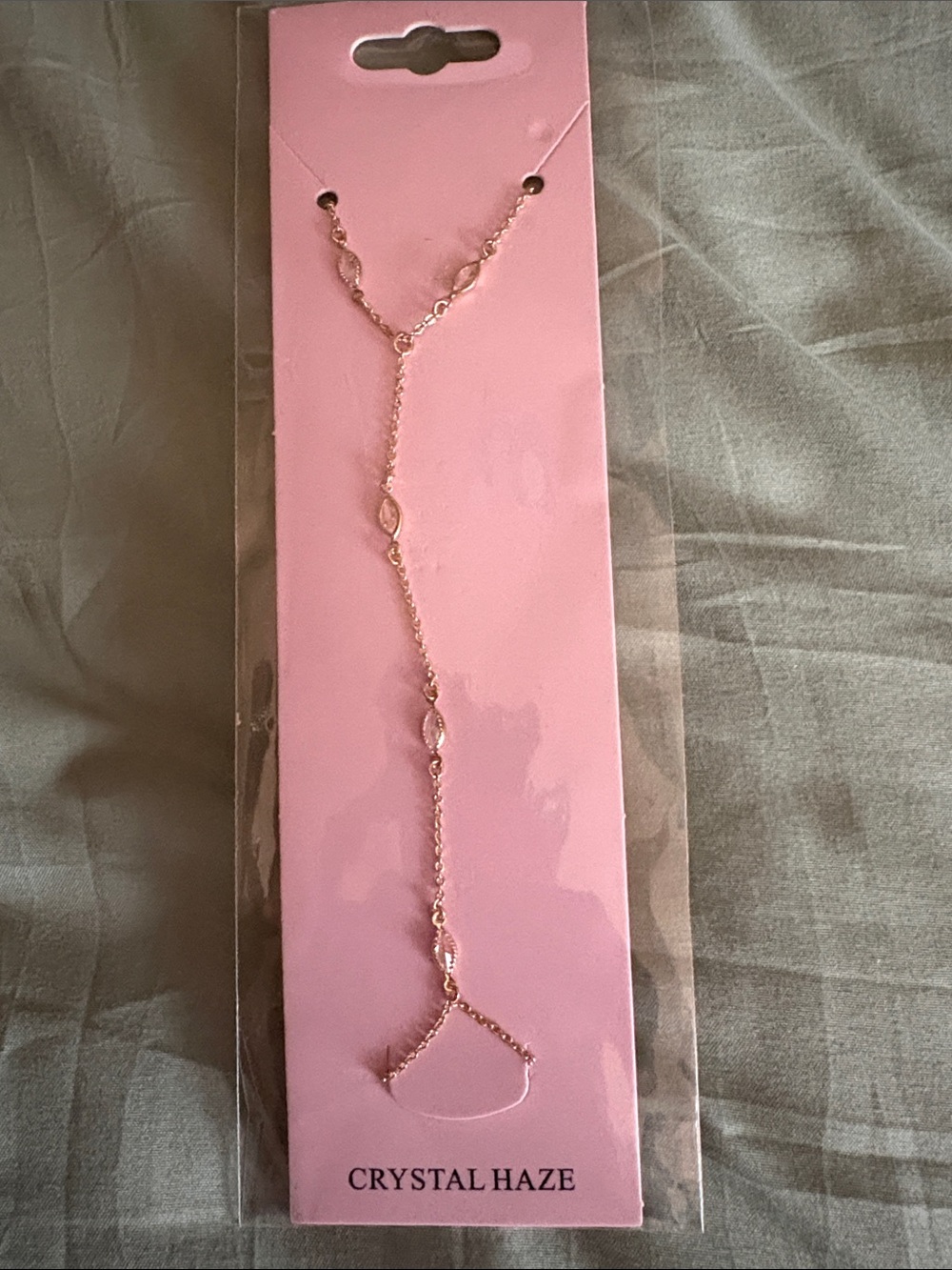Crystal Haze Gold plated Lariat Hand Chain Bracelet